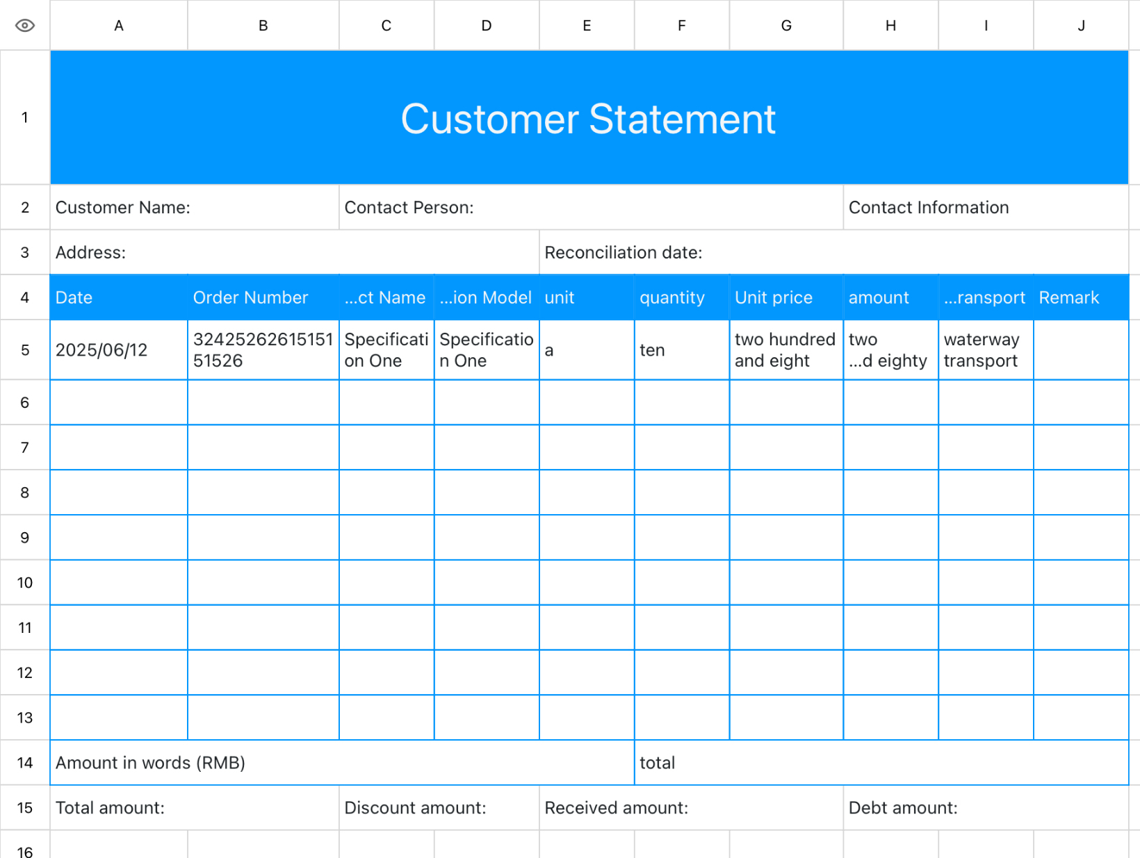 Customer Statement 11